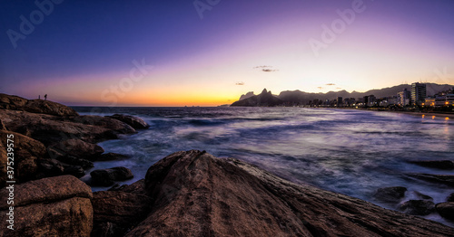 Sunset at Arpoador beach in Rio de Janeiro. photo