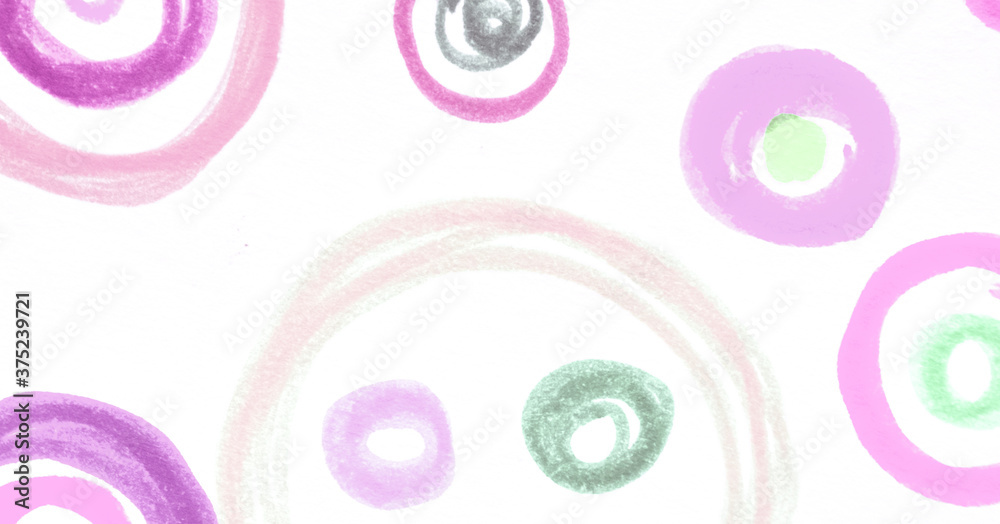 Ink Drawn Round Texture. Pink Decorative Circles 