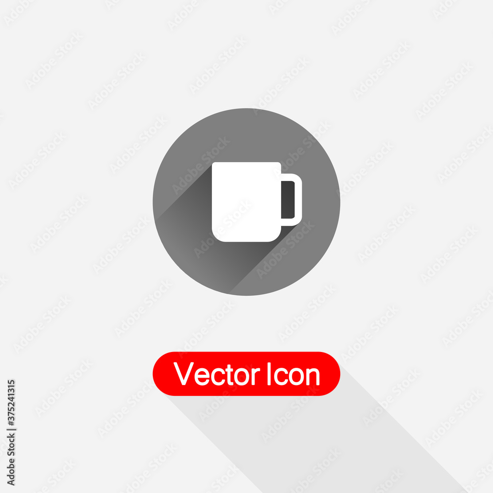 Cup Icon In Circle With Long Shadow Vector Illustration Eps10 Cup Icon In Circle With Long Shadow Vector Illustration Eps10