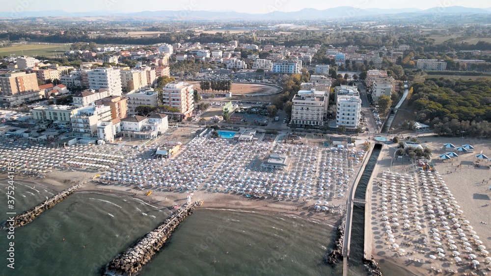 Misano Adriatico, Italy. Aerial view from drone in summer season