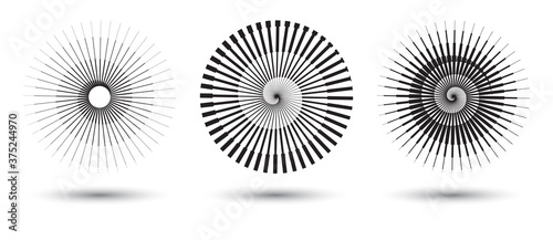 round form with halftone transitions. stripe lines in circle as logo or icon