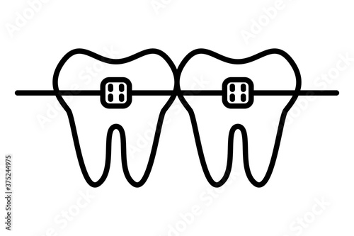 Dental braces line icon with editable stroke. Orthodontic teeth sign in outline style. Concept of dental health care, orthodontic treatment
