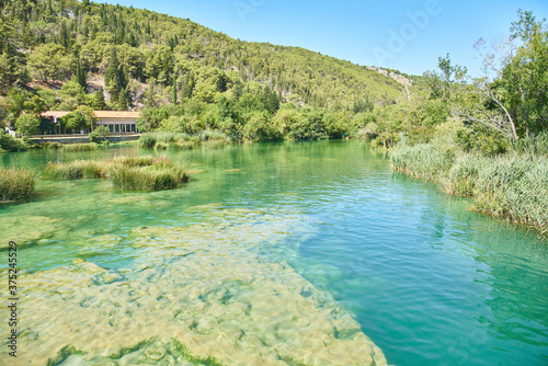 Krka national park in Croatia - lush green forest, waterfalls