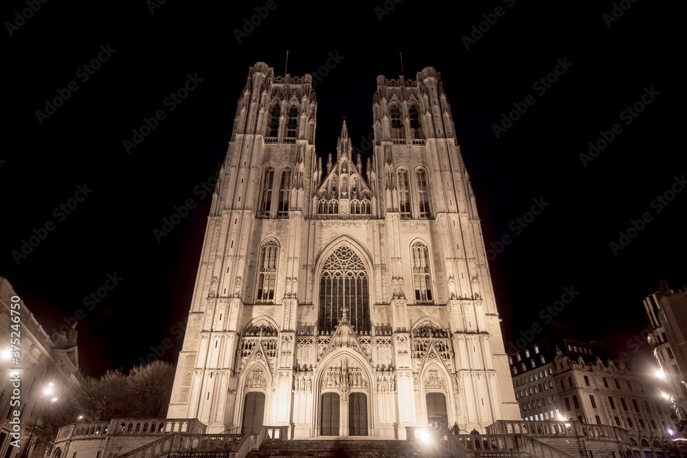  St Michael and St Gudula Cathedral, Brussels by night