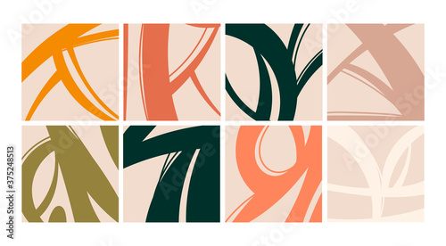 Trendy Backgrounds, Patterns. Various Doodle Shapes and Objects. Freehand Lines, curves. Brush stroke style. Hand drawn abstract Vector set. All elements are isolated. Pastel colors