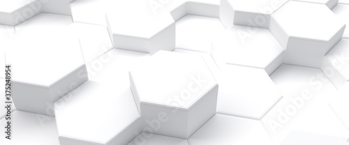 Fototapeta Naklejka Na Ścianę i Meble -  White hexagons abstract geometric background, 3d illustration