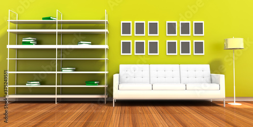 Abstract home interiors, copy space mockup illustration, original 3d rendering