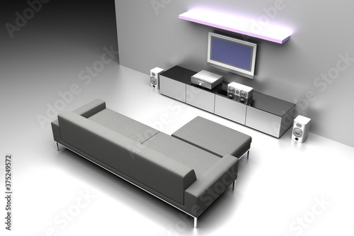 Abstract home interiors, copy space mockup illustration, original 3d rendering