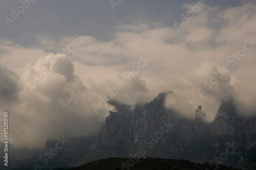 Montserrat mountain and cloudy sky