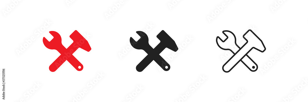Repair wrench, simple isolated icon set. Service symbol concept in vector flat Repair wrench, simple isolated icon set. Service symbol concept in vector flat