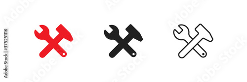 Repair wrench, simple isolated icon set. Service symbol concept in vector flat