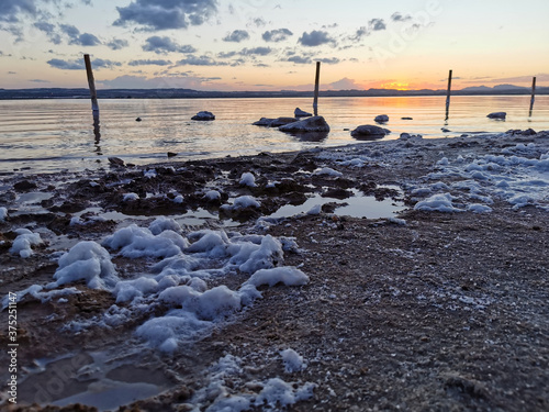 Sunset over lake salinas, Torrevieja, Spain