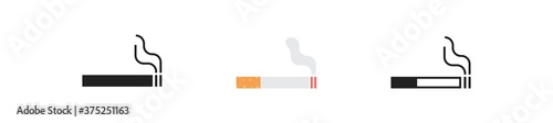 Cigarette, simple icon set. Tabbacco smoke concept illustration in vector flat photo