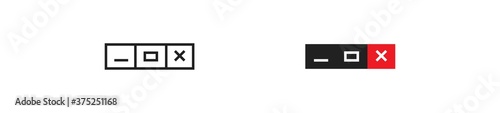 Close web window bar, simple icon set. Maximize button concept illustration in vector flat