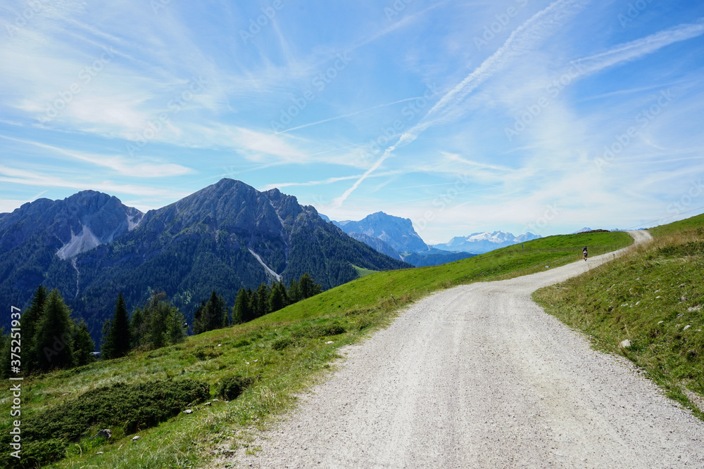 Mountain pass in Plan de Corones on a summer hiking day, Trentino Alto Adige, Sudtirol, Italy
