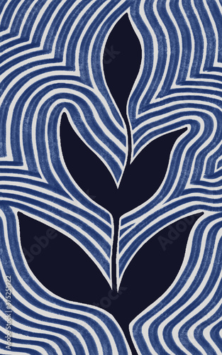 abstract background with blue leaves
