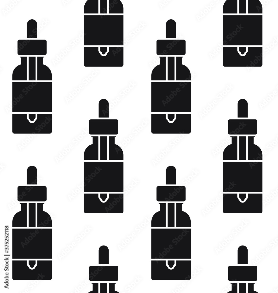 Vector seamless pattern of flat black oil essence bottle isolated on white background Vector seamless pattern of flat black oil essence bottle isolated on white background