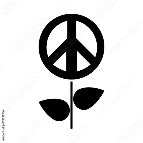 flower with peace symbol icon, silhouette style