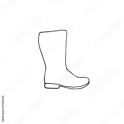 Vector hand drawn doodle sketch gumboots isolated on white background