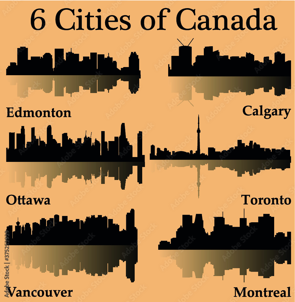 Set of 6 Cities of Canada (Ottawa, Montreal, Toronto, Calgary, Vancouver, Edmonton) 