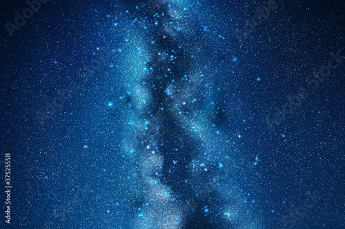 Night starry sky. Milky Way, stars and nebula. Space blue background