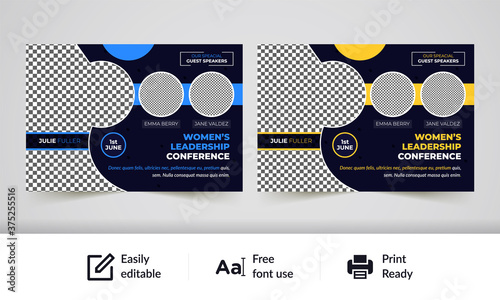 Horizontal conference flyer template Premium Vector