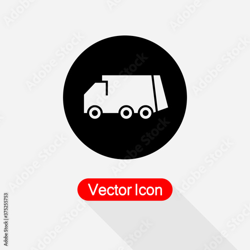 Recycle Truck Icon, Garbage Truck Icon Vector Illustration Eps10