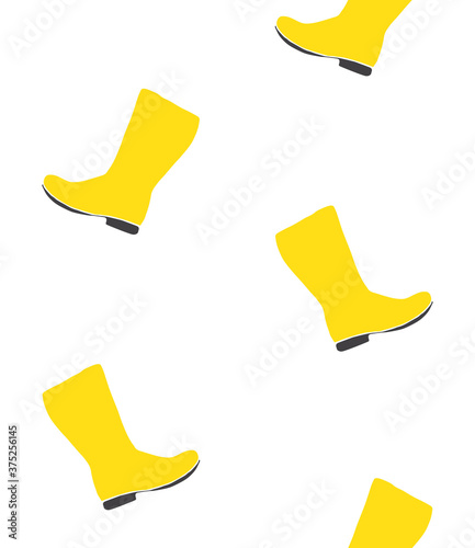 Vector seamless pattern of yellow hand drawn doodle sketch gumboots isolated on white background