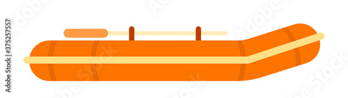 Orange inflatable rubber skiff with oars, for tourism, sports vector.