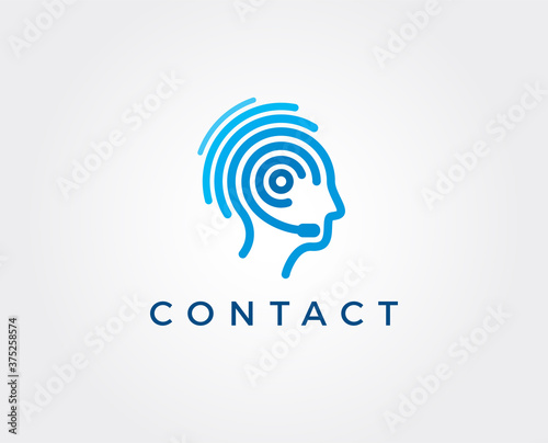 minimal contact logo template - vector illustration