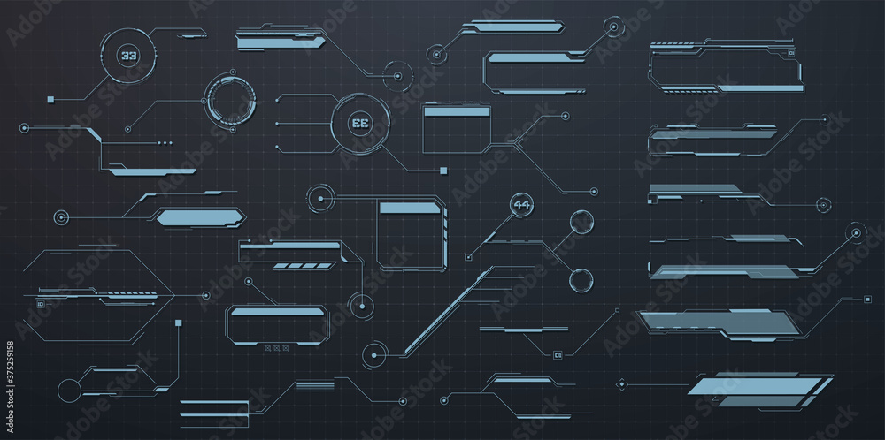 Callouts titles. Callout bar labels, information call box bars and modern digital info. Tech digital info boxes hud templates. Futuristic set advertising communication. Vector illustration