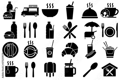 Food courts icon, fast food, logo isolated on white background
