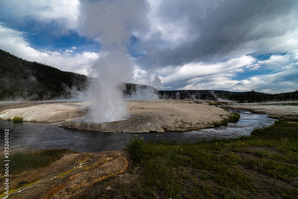 Cliff Geyser in the Biscuit Basin Area, Yellowstone Park Cliff Geyser in the Biscuit Basin Area, Yellowstone Park