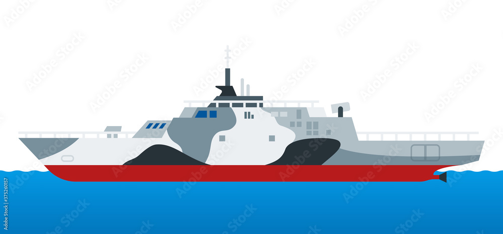 Amphibious assault war ship, helicopter landing ship vector