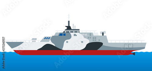 Amphibious assault war ship, helicopter landing ship vector