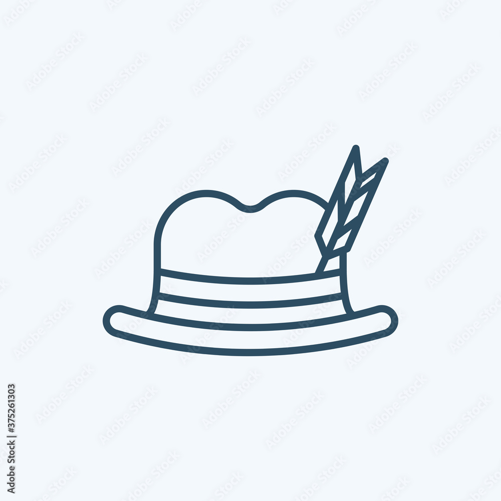 Bavarian Man, Hat Icon Logo Vector Isolated. Oktoberfest Icon Set. Editable Stroke and Pixel Perfect.