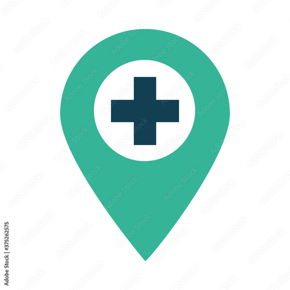 location pin with medical cross icon, flat style location pin with medical cross icon, flat style