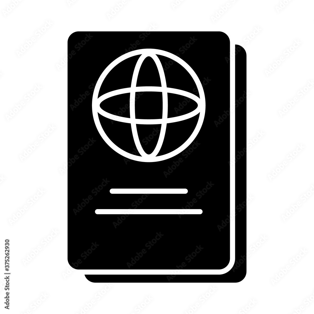 passport document icon, silhouette style passport document icon, silhouette style