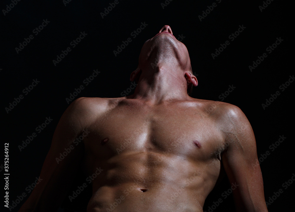 Sensual sexy gay. Naked man bare torso.