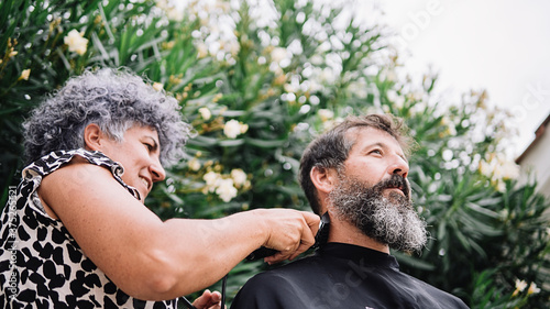 Bearded Man Getting Haircut © yoniprod