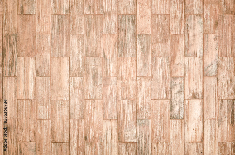 Fototapeta premium background and texture of brown color decorative old wood on surface wall in rectangular shape.