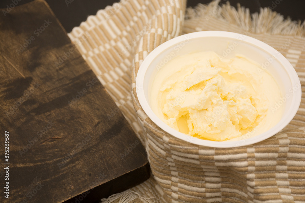 Bowl of fresh cream cheese spread. Bowl of fresh cream cheese spread.