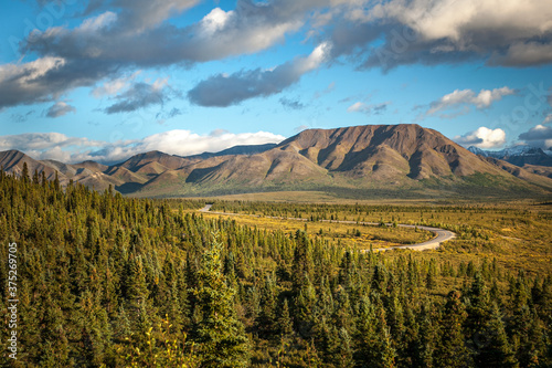 Alaskan mountain range landscape near valley and trees © Lenspiration
