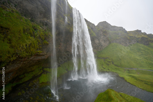 waterfall seljalandsfoss in iceland  one of the most famous and beautiful there is