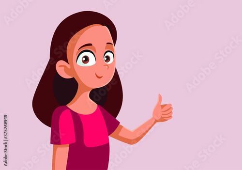 Teen Girl With Thumbs Up Vector Cartoon