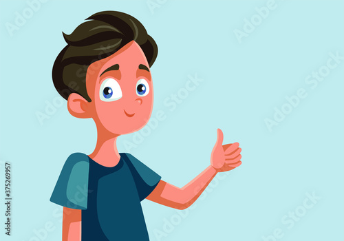 Teen Boy With Thumbs Up Vector Cartoon