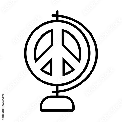geography tool with peace symbol icon, line style