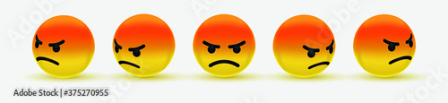 angry emoticon, Grumpy emoji, 3d emoticon, angry, pouting, grumpy, mad red emoji for social network