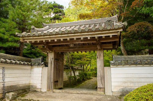 Entrance to the main hall of Banshu-Kiyomizu temple in Kato city, Hyogo, Japan.  