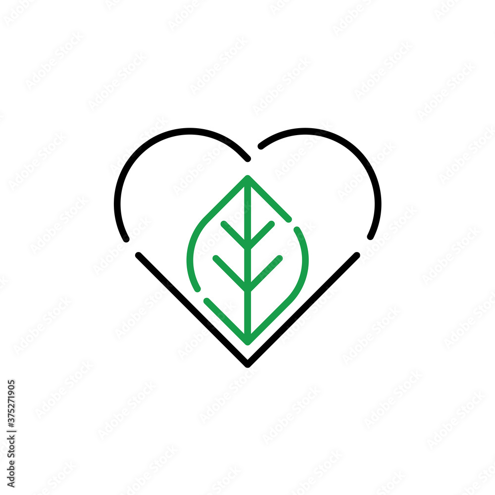 love and leaf logo, flat style design love and leaf logo, flat style design